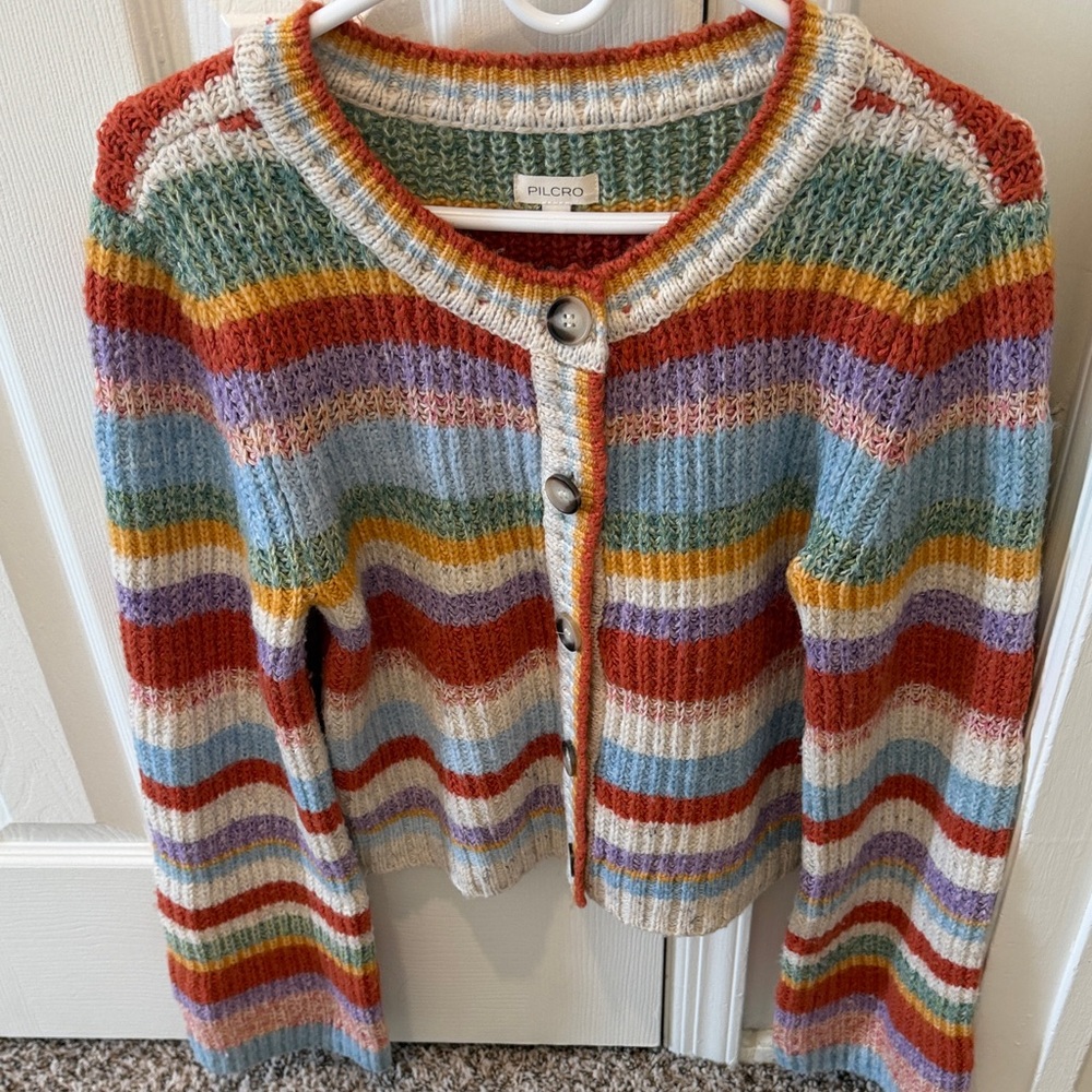 Pilcro Colorful Striped Cardigan Sweater